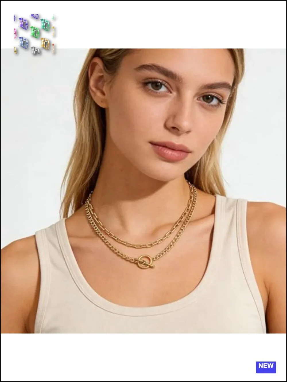 Gold Chunky Layered Necklace Set - Paperclip & Cuban Link Chains with Toggle